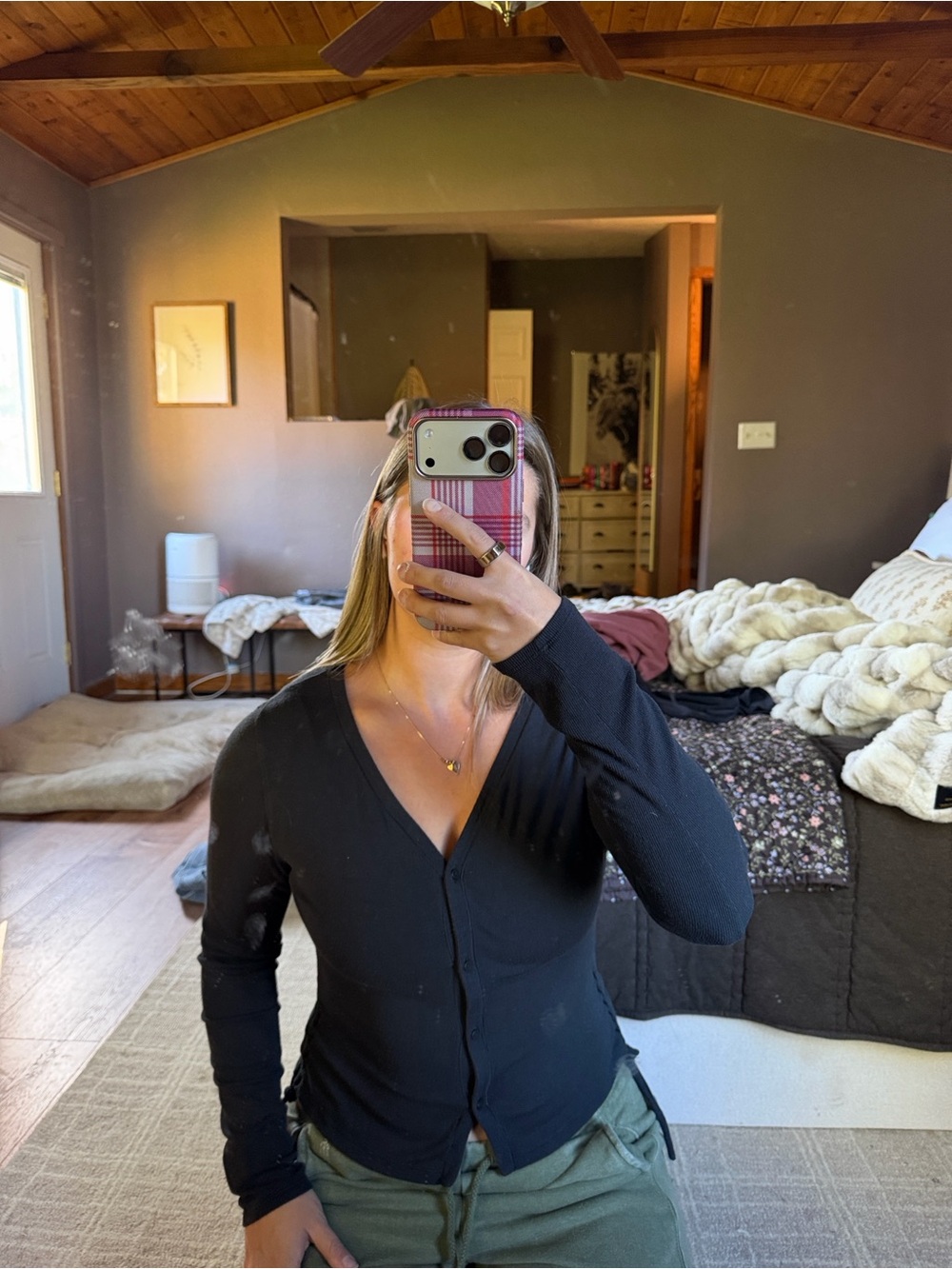 Black Button-Front Ribbed Long-Sleeve Top - Lululemon